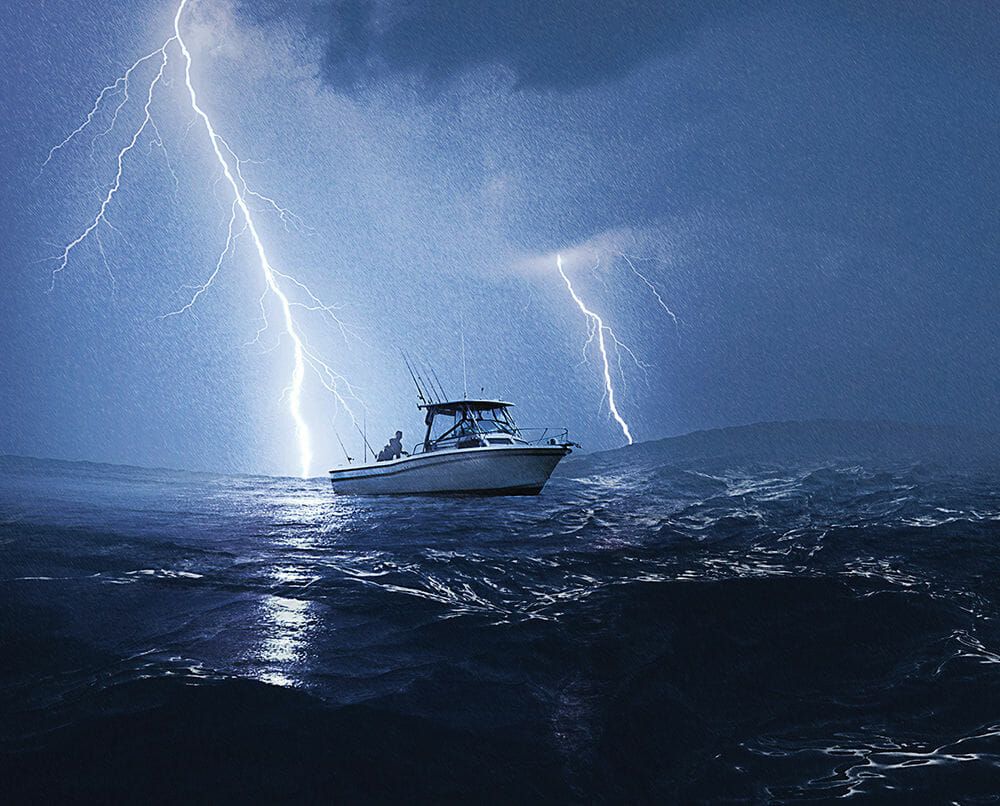 Gewitter im offenen Boot bedeuten reale Lebensgefahr!
