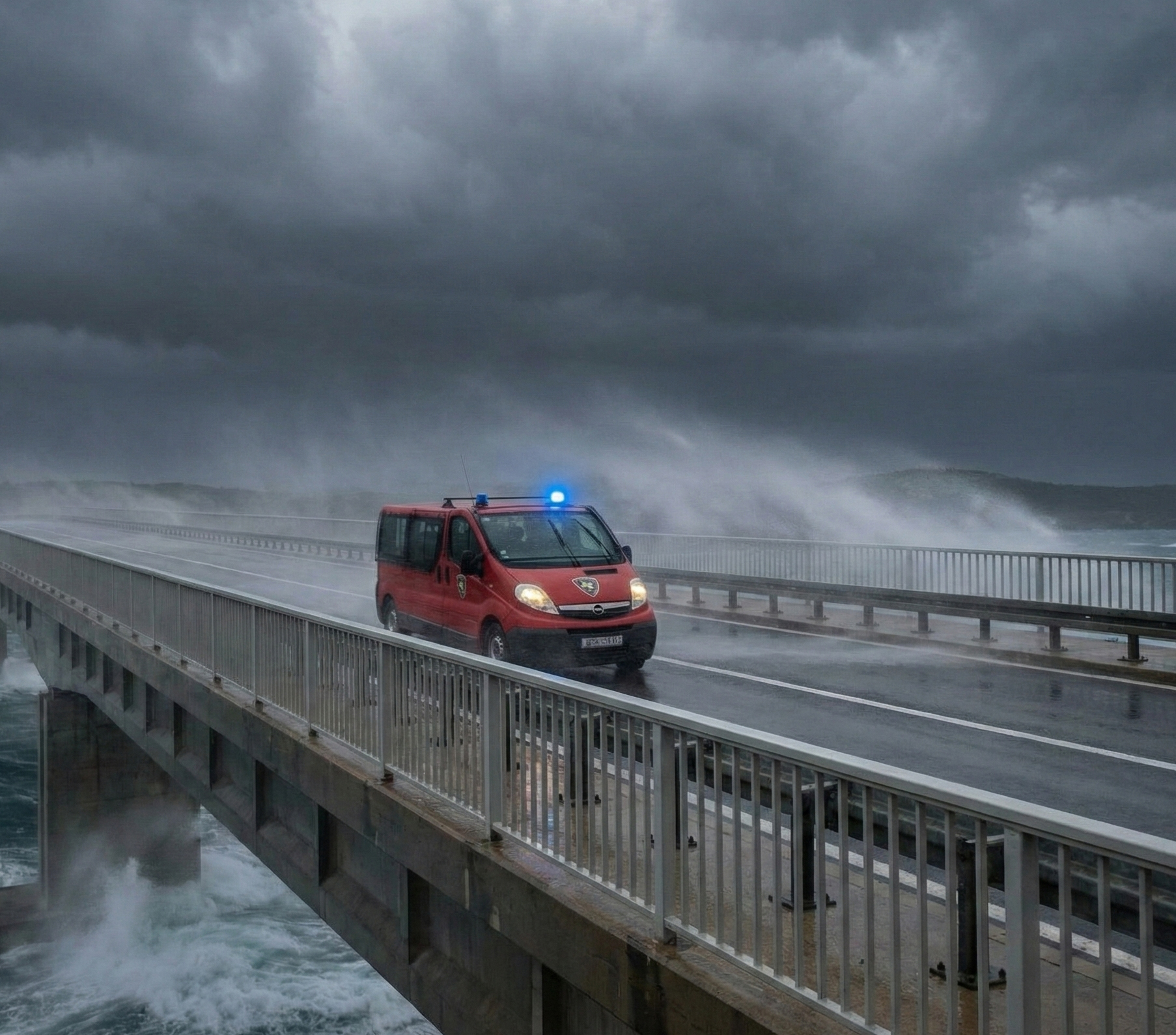 Orkanartige Bora: spektakuläre Rettungsaktion über die Krk-Brücke